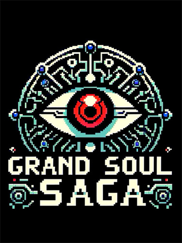 Grand Soul Saga game cover art featuring pixel-art characters in a fantasy landscape