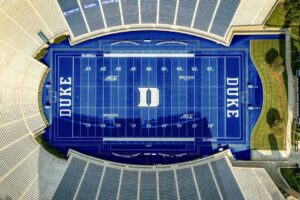 Image of the renovated Brooks Field at Wallace Wade Stadium, reflecting Duke Football's commitment to excellence and innovation, improving player performance and fan engagement.