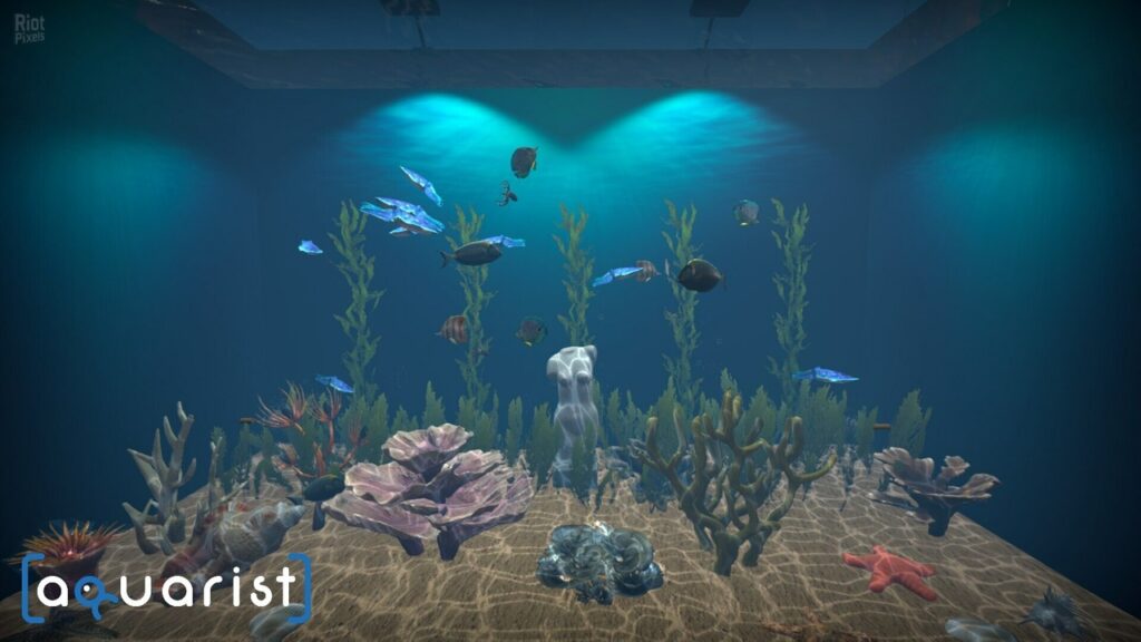 Aquarist game underwater scene with colorful marine life